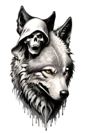 grim Reaper holing 3 wolf's tattoo design idea