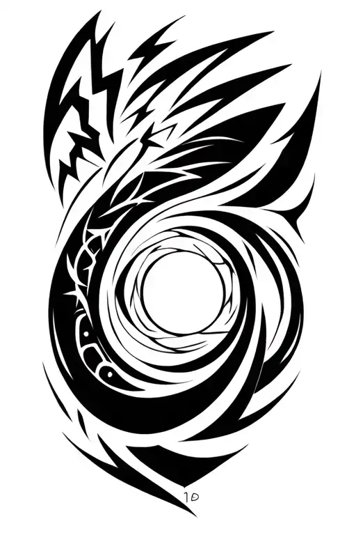 blend chakra, thor, lightning bolt with ancient sacral symbols tattoo design idea