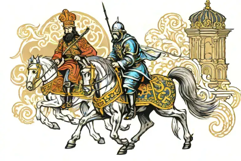 russian orthodox knight tattoo combo with russian orthodox church full arm tattoo design idea