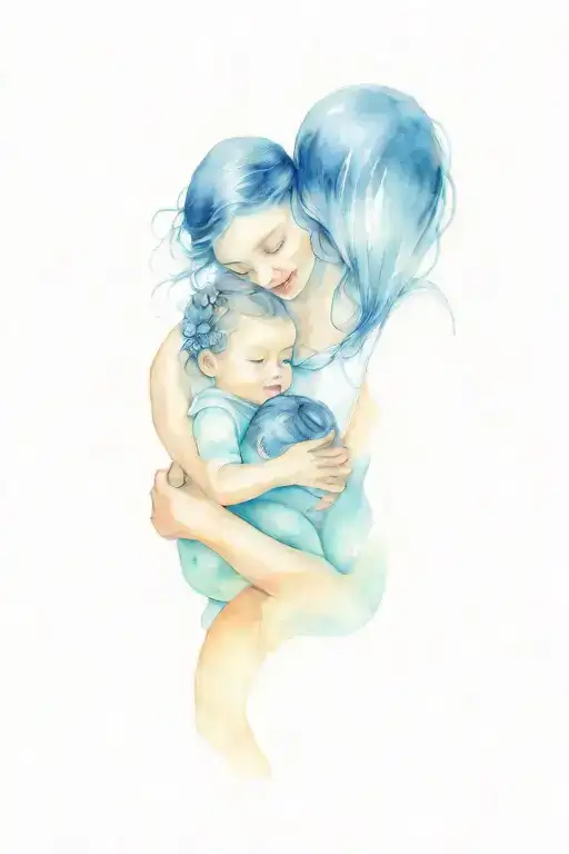 Mother and child affectionate  tattoo design idea