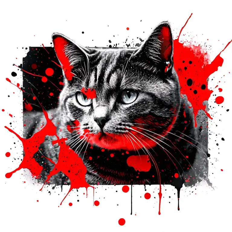 British shorthair cat with rectangle background tattoo design idea