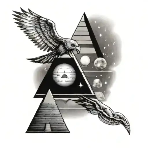 pyramid sphinx and Orion's Belt consolation tattoo design idea