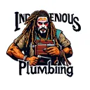 "Indigenous Plumbing " dreadlock painted face Native American plumber holding a toolbox tattoo design idea