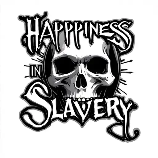 "Happiness in Slavery" skull face tattoo design idea
