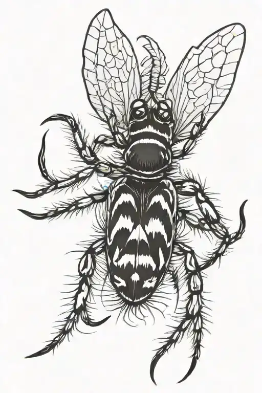 flying fish jumping spider tattoo design idea