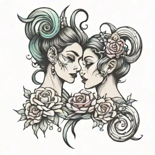 Gemini mom and capricorn daughter tattoo design idea