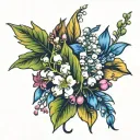 hawthorn and lily of the valley flowers tattoo design idea