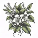 hawthorn and lily of the valley flowers tattoo design idea