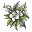 hawthorn and lily of the valley flowers tattoo design idea