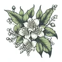 hawthorn and lily of the valley flowers tattoo design idea