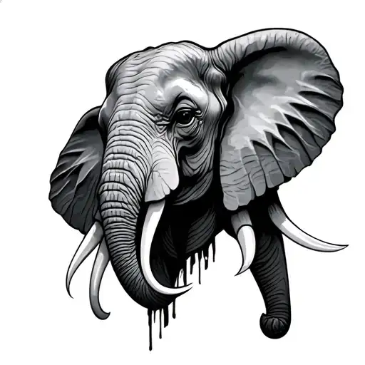 an elephant head with a semicolon hidden in it tattoo design idea