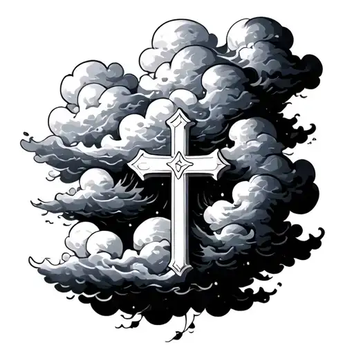 Clouds With Cross tattoo design idea