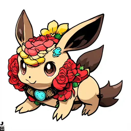 Cubone riding eevee pokemon tattoo design idea