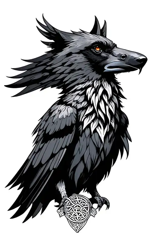 celtic raven and wolf tattoo design idea