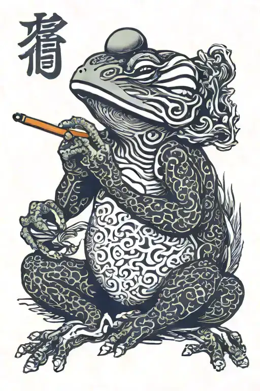mighty frog smoking tattoo design idea