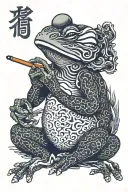 mighty frog smoking tattoo design idea