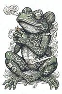 mighty frog smoking tattoo design idea