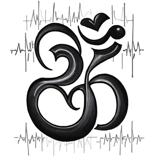 om, treble clef, bass clef, heart beat tattoo design idea
