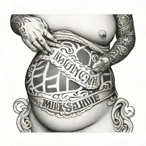 tattoo words “milk slave” on the pregnant woman belly tattoo design idea
