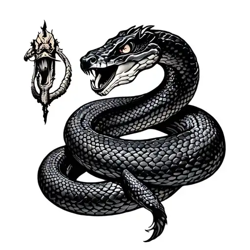 eras tour stage and a snake wrapped tattoo design idea
