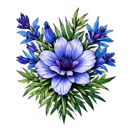 blue camas flower strings flower columbine flower fireweed flower Indian paintbrush flower and cosmos  tattoo design idea