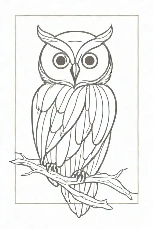 simple black and white owl wing and head tattoo design idea