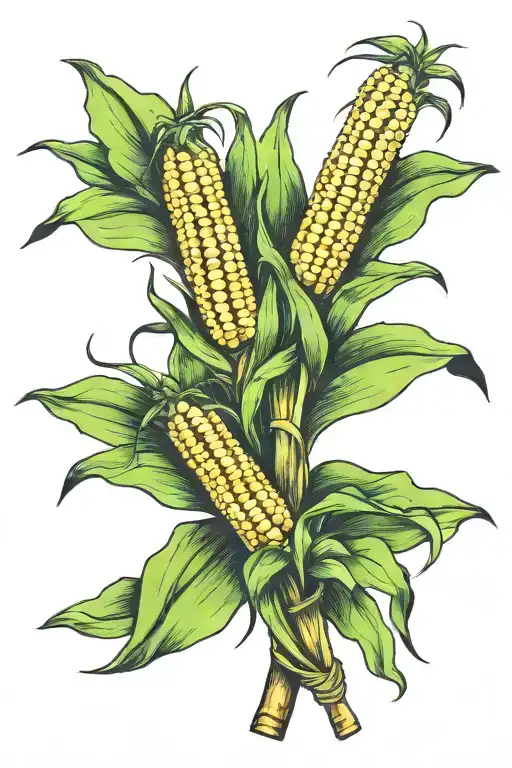 four corn stalks tattoo design idea