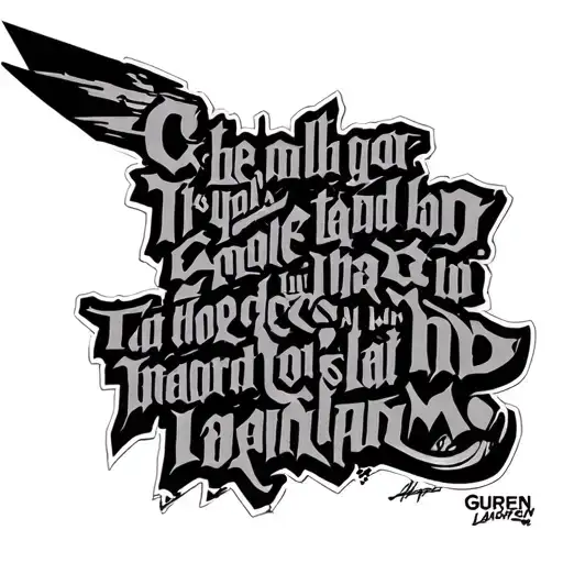 gurren lagann drill quote written tattoo design idea