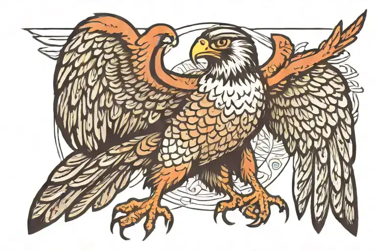 falcon holding a fat man in its talons tattoo design idea