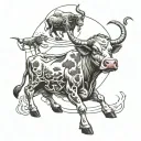 cow abduction scene with intricate alien tattoo design idea