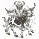 cow abduction scene with intricate alien tattoo design idea
