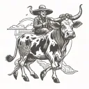 cow abduction scene with intricate alien tattoo design idea