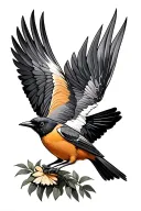 oriole bird flying with outstretched wings tattoo design idea