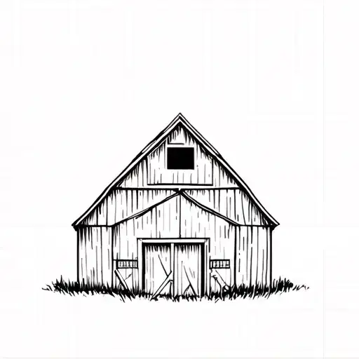old barn building tattoo design idea
