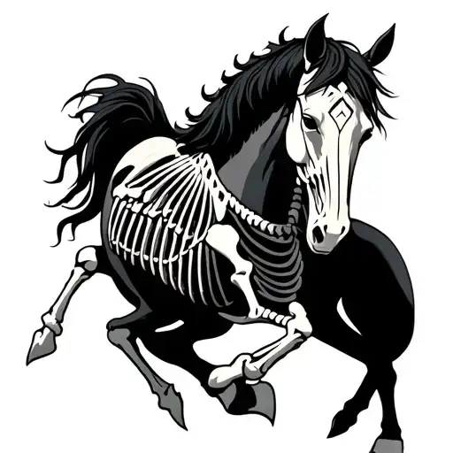 Conqueror - white horsetown - red horseglass - black homsmrt - pale (or green/gray) horse, often shown as a skeleton tattoo design idea