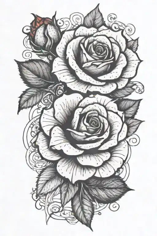 A tattoo design of a black and red rose growing out of a pile of waste tattoo design idea