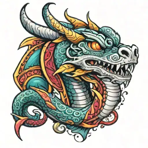 mexican inspired dragon tattoo design idea