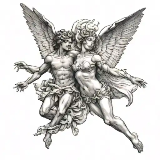 eros & psyche tattoo design idea