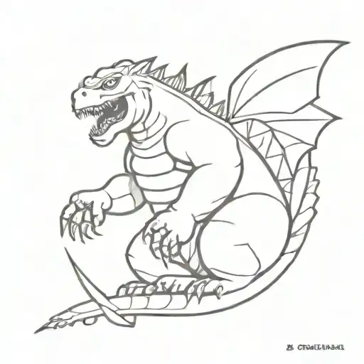 Godzilla with Mothra tattoo design idea