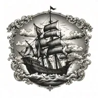 boat 18th century tattoo design idea