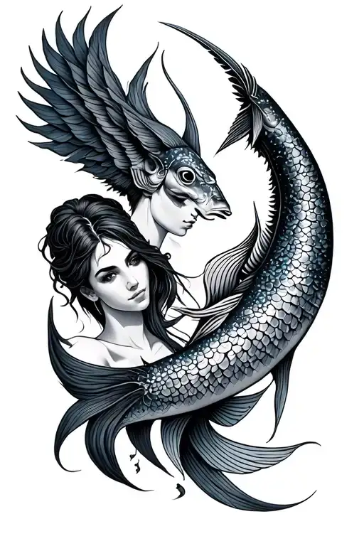 Sagittarius man and pisces woman tattoo design idea
