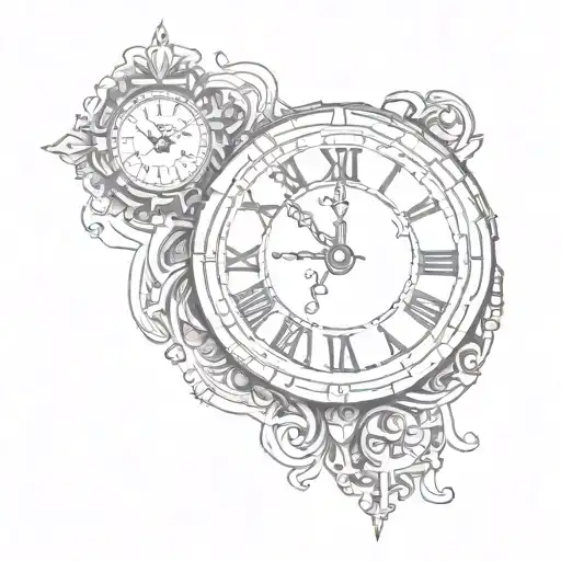 cross and clock face tattoo design idea
