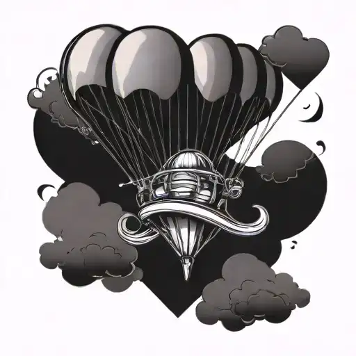 adrenaline junkie heart with a parachute with the heart rate spikes of an adrenaline  tattoo design idea