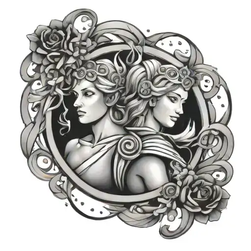 virgo ares zodiac symbol intertwined tattoo design idea