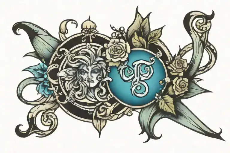 gemini sign incorporated tattoo design idea