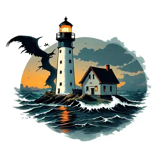 lighthouse  tattoo design idea