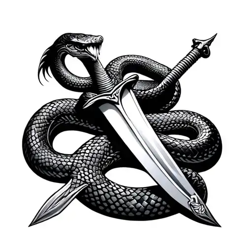 snake and sword tattoo design idea