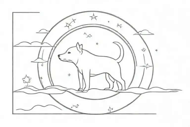 memorial for dog rays of sun setting tattoo design idea