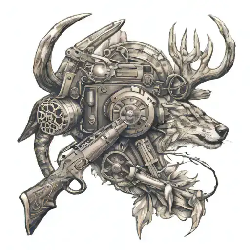 bow hunting gear tattoo design idea