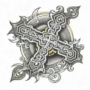 orthodox cross sun tattoo design idea